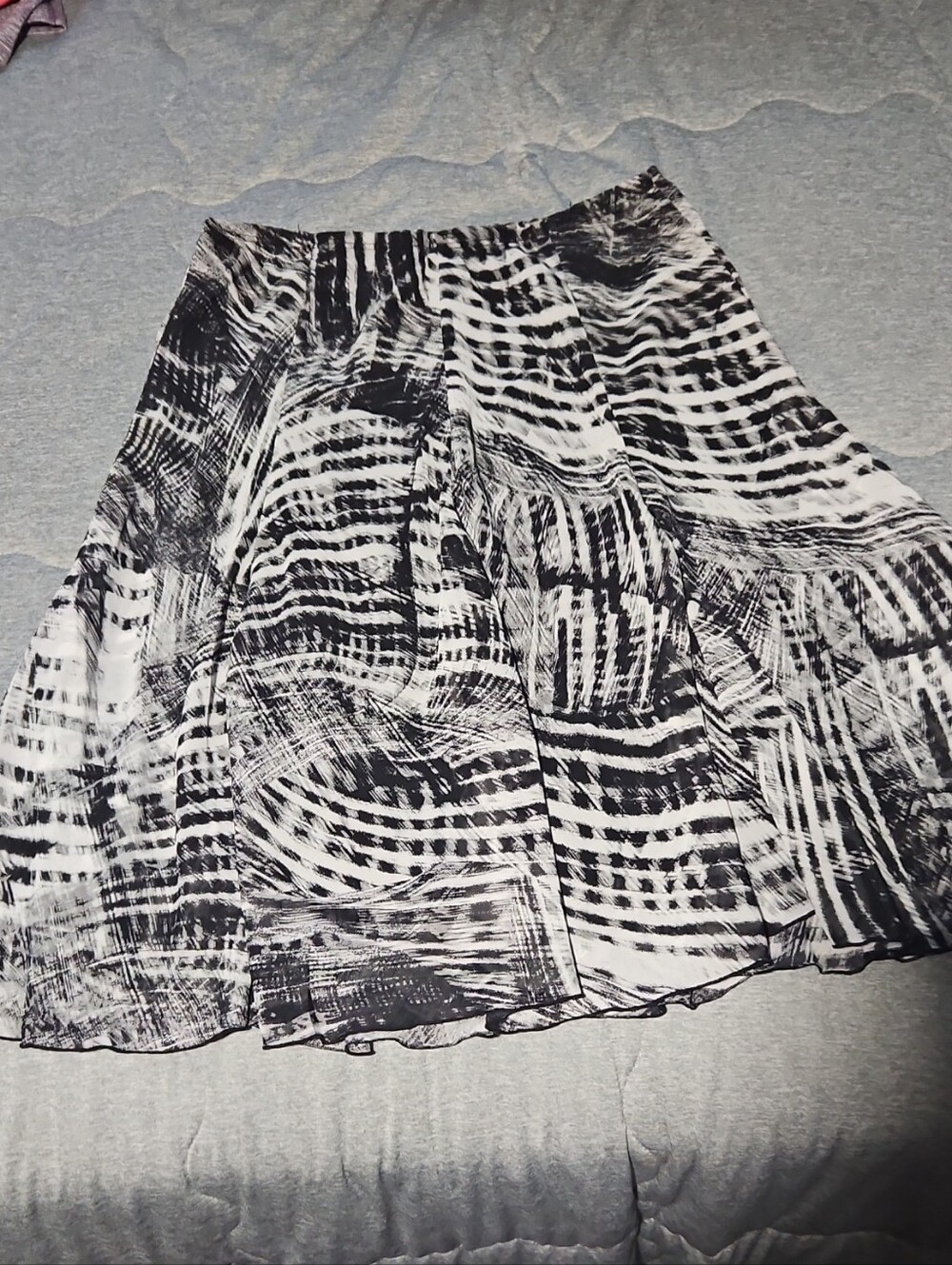 Black & White Patterned A-Line Women's Skirt